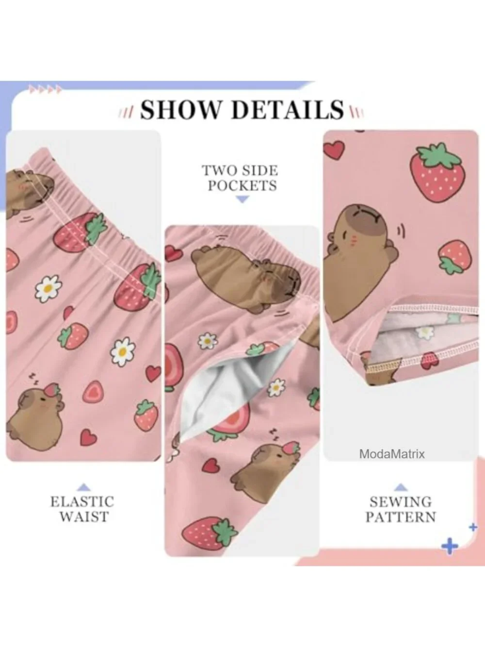 Kids Lounge Pajama Pants Elastic Waist Sleep Bottoms with Pockets